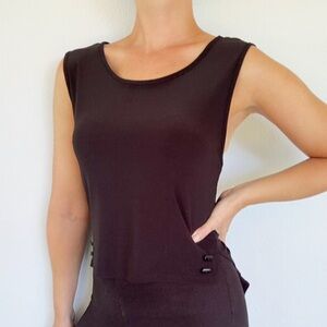 By JJ black high low sleeveless stretch beaded accent tank top blouse medium